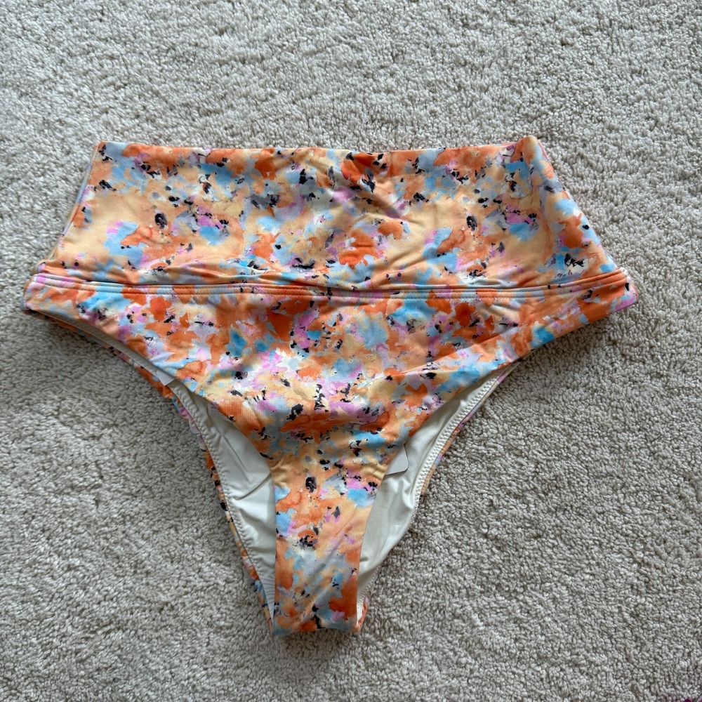 prAna Aurelia Impression Bikini Bottom Orange Blue Size XS
